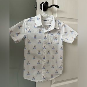 Janie and Jack Boys’ Bunny Poplin Shirt, Size 6